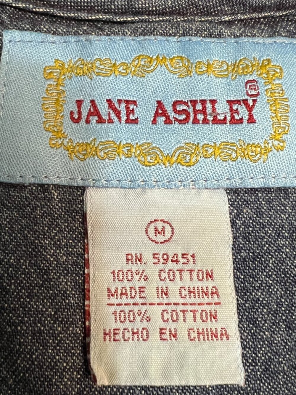 Jane Ashley Denim Chambray Maxi Dress M Embroidered Floral Sleeveless Cotton - Picture 5 of 9